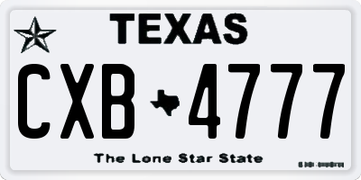 TX license plate CXB4777