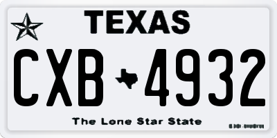 TX license plate CXB4932