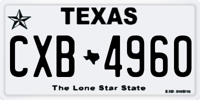 TX license plate CXB4960