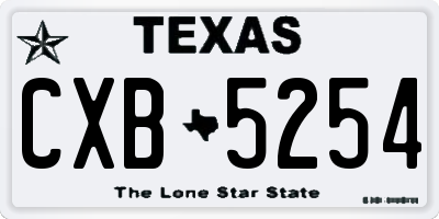 TX license plate CXB5254