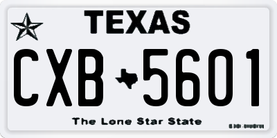TX license plate CXB5601