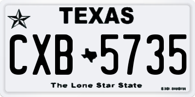 TX license plate CXB5735