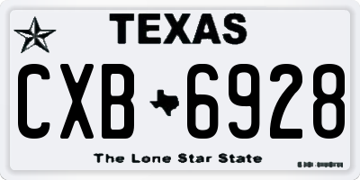 TX license plate CXB6928