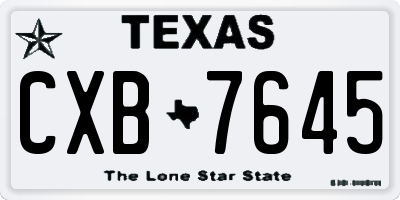 TX license plate CXB7645