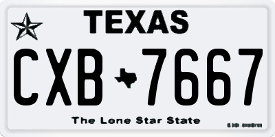 TX license plate CXB7667