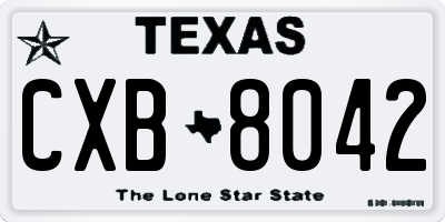 TX license plate CXB8042