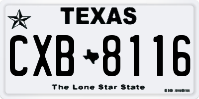 TX license plate CXB8116