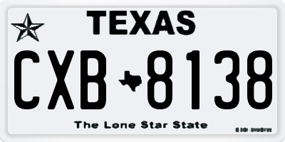 TX license plate CXB8138