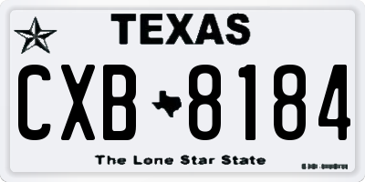 TX license plate CXB8184