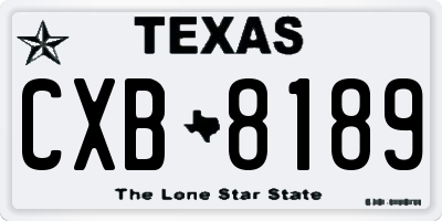 TX license plate CXB8189