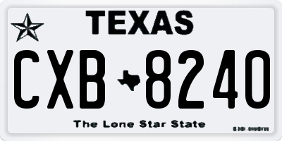 TX license plate CXB8240
