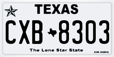 TX license plate CXB8303