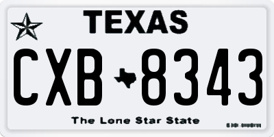 TX license plate CXB8343