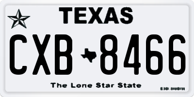 TX license plate CXB8466