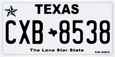 TX license plate CXB8538