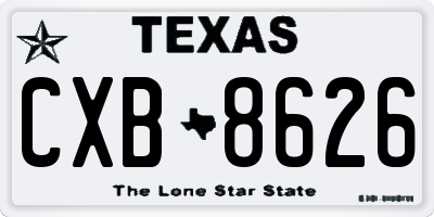 TX license plate CXB8626