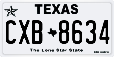 TX license plate CXB8634