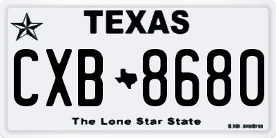 TX license plate CXB8680