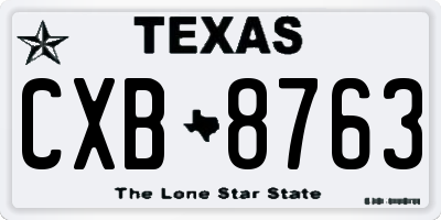 TX license plate CXB8763