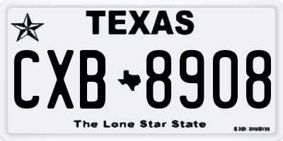 TX license plate CXB8908