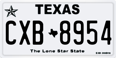 TX license plate CXB8954