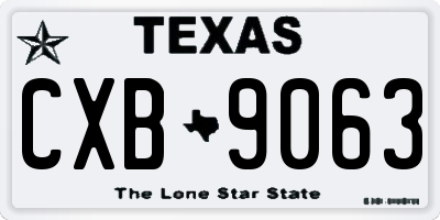 TX license plate CXB9063