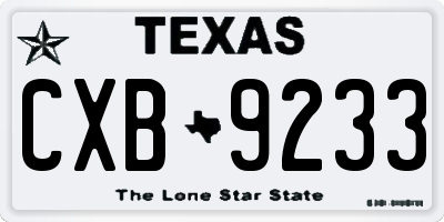 TX license plate CXB9233