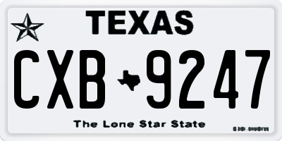 TX license plate CXB9247