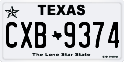 TX license plate CXB9374