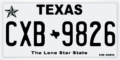 TX license plate CXB9826