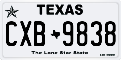 TX license plate CXB9838