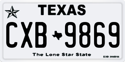 TX license plate CXB9869