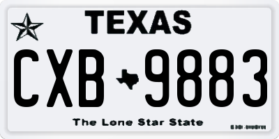 TX license plate CXB9883