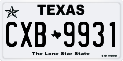 TX license plate CXB9931