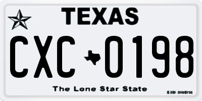 TX license plate CXC0198