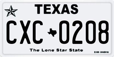 TX license plate CXC0208