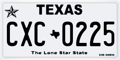 TX license plate CXC0225