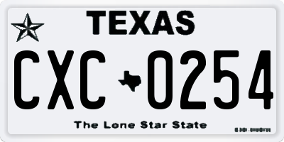 TX license plate CXC0254