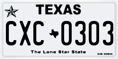 TX license plate CXC0303