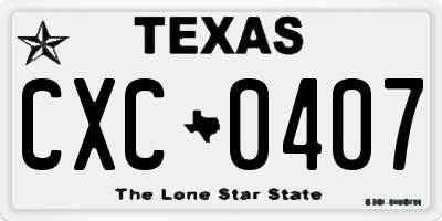 TX license plate CXC0407