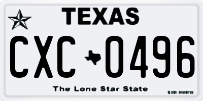 TX license plate CXC0496