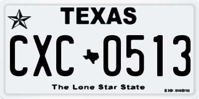 TX license plate CXC0513