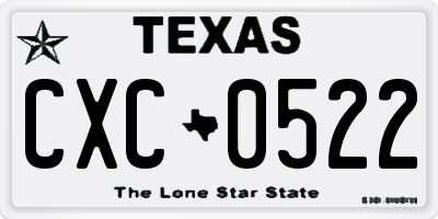 TX license plate CXC0522