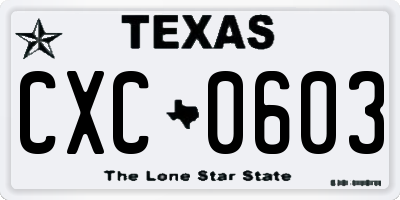 TX license plate CXC0603