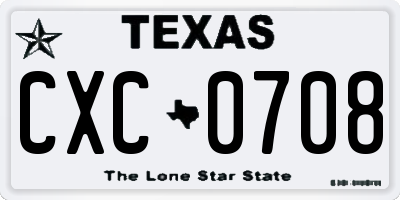 TX license plate CXC0708