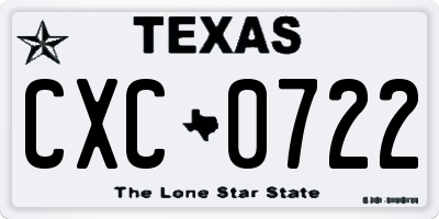 TX license plate CXC0722