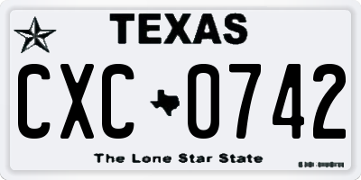 TX license plate CXC0742