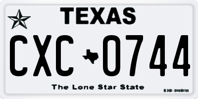 TX license plate CXC0744