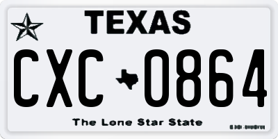 TX license plate CXC0864