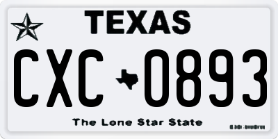 TX license plate CXC0893